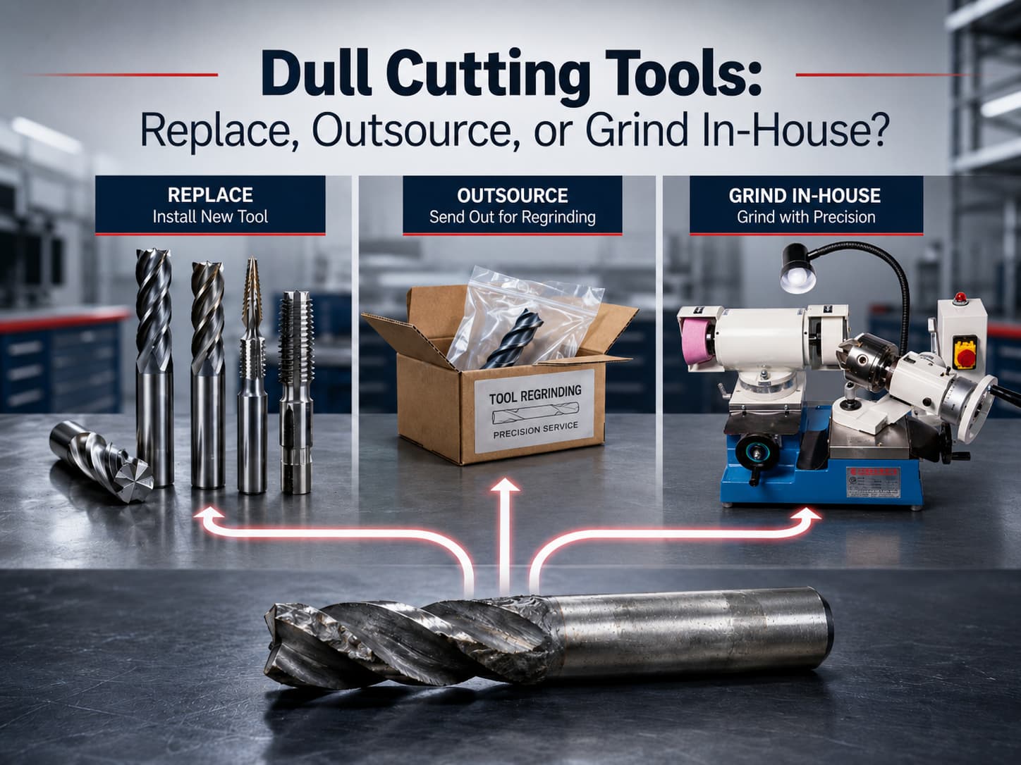 Dull Cutting Tools: Should You Replace, Outsource Regrinding, or Grind In-House?
